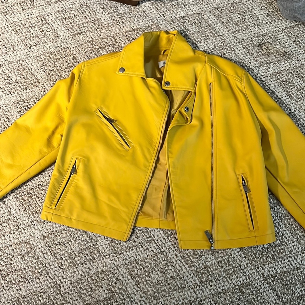 yellow leather jacket